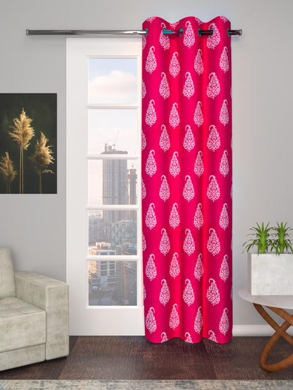 Printed Curtain in Pink/Fushia color made with  Cotton Material , Curtain - 1 pc