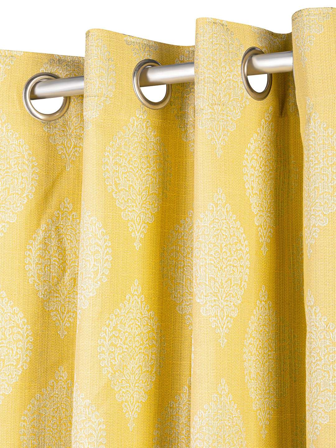 Jacquard woven Curtain in Yellow colour made with  Poly cotton Material , Curtain - 1 pc