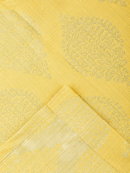 Jacquard woven Curtain in Yellow colour made with  Poly cotton Material , Curtain - 1 pc