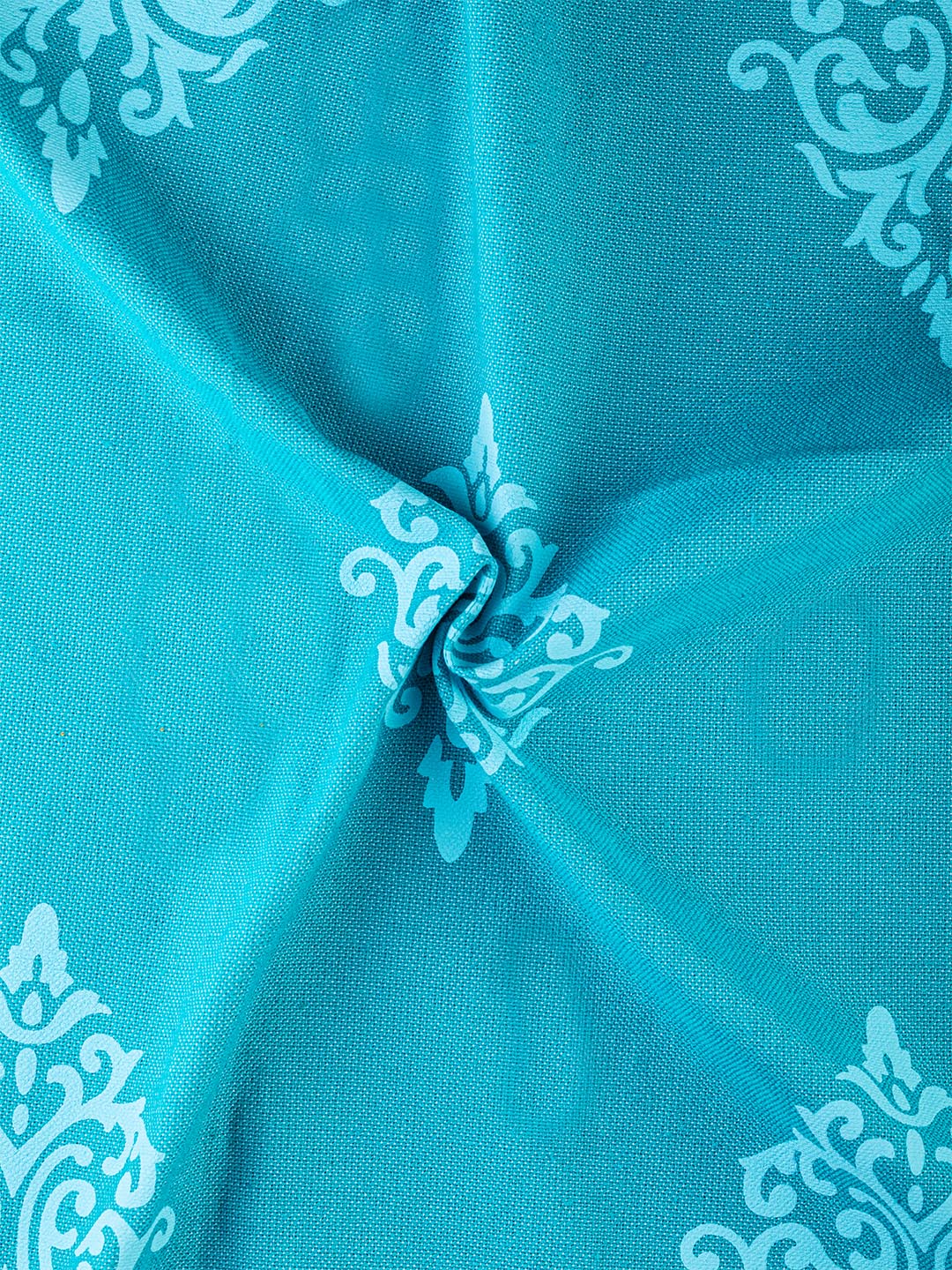 Printed Curtains in Firozi/Aqua color made with Cotton Material , Curtain - 1 pc