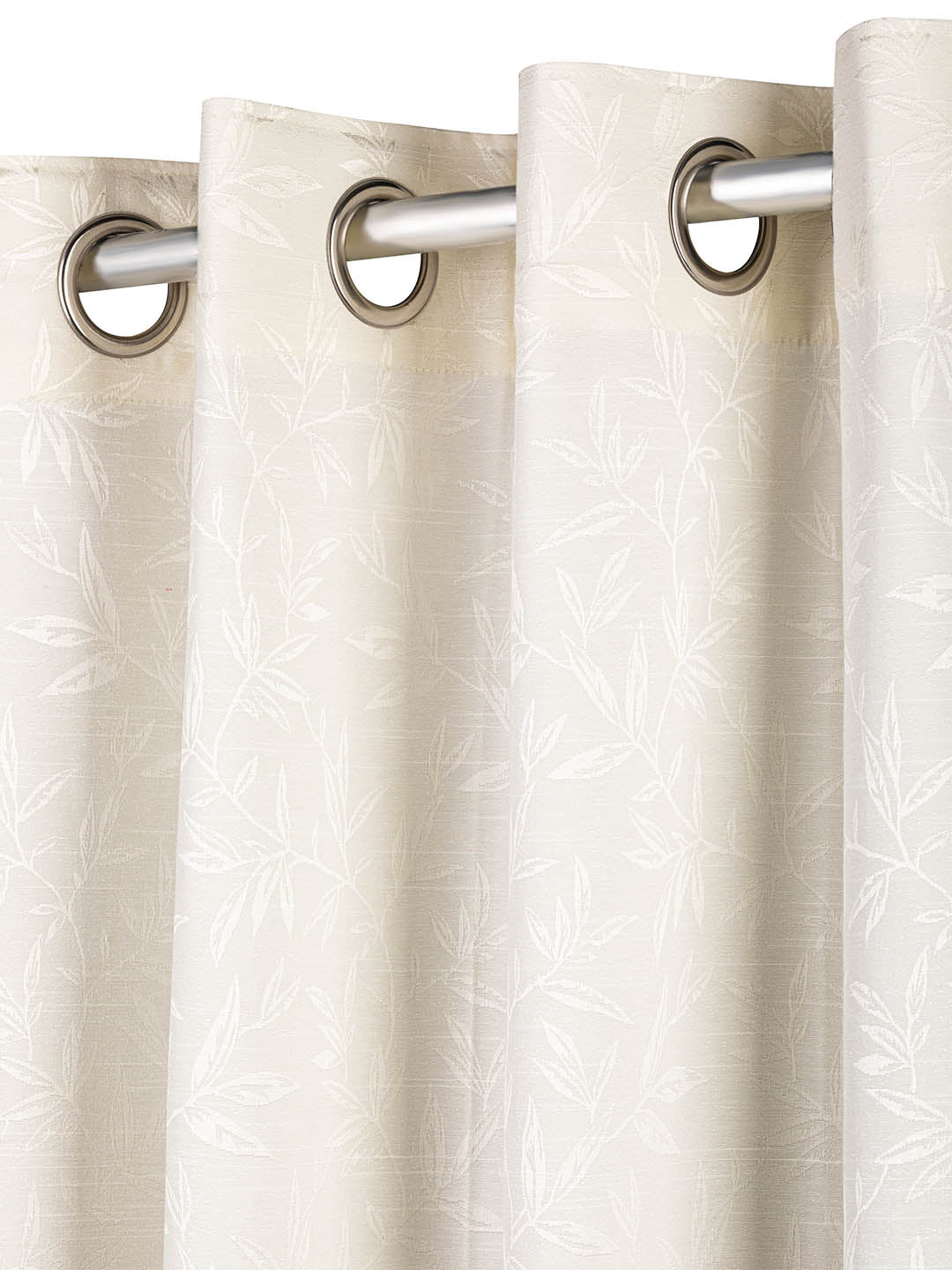 Jacquard woven Curtain in White color made with  Polycotton Material , Curtain - 1 pc