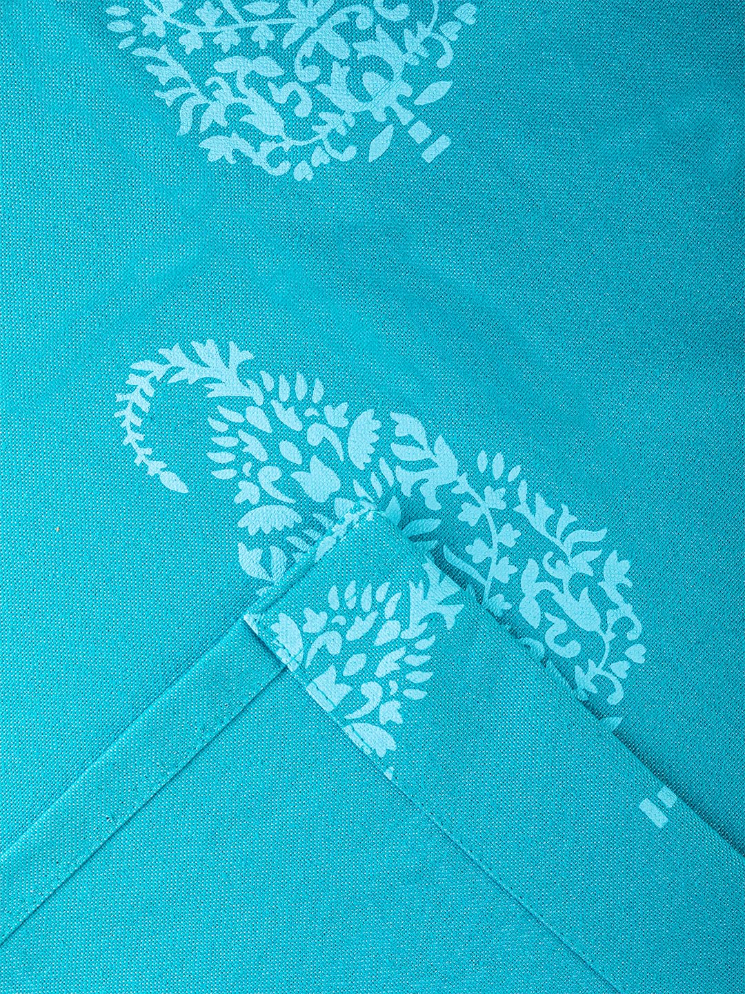 Printed Curtain in Firozi/Aqua color made with  Cotton Material , Curtain - 1 pc