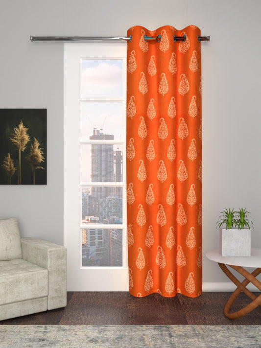 Shamray catty Printed Curtains  in Rust color made with  Cotton Material , Curtain - 1 pc