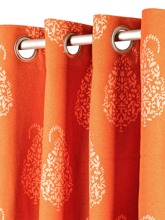 Shamray catty Printed Curtains  in Rust color made with  Cotton Material , Curtain - 1 pc