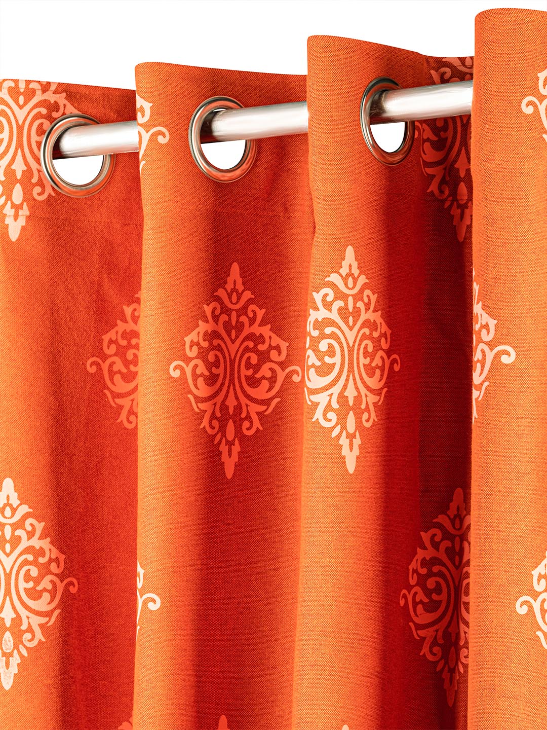 Shamray Damask printed Curtains in Rust color made with  Cotton Material , Curtain - 1 pc