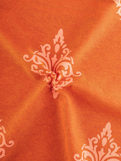 Shamray Damask printed Curtains in Rust color made with  Cotton Material , Curtain - 1 pc