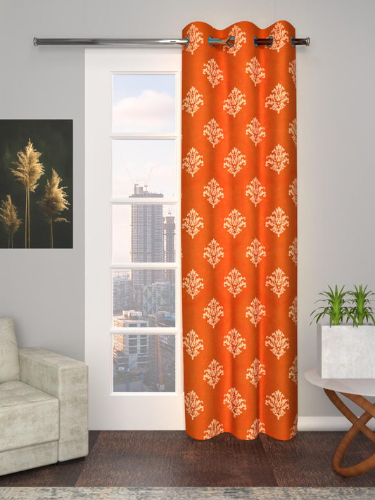 Printed Curtain in Rust color made with  Cotton Material , Curtain - 1 pc