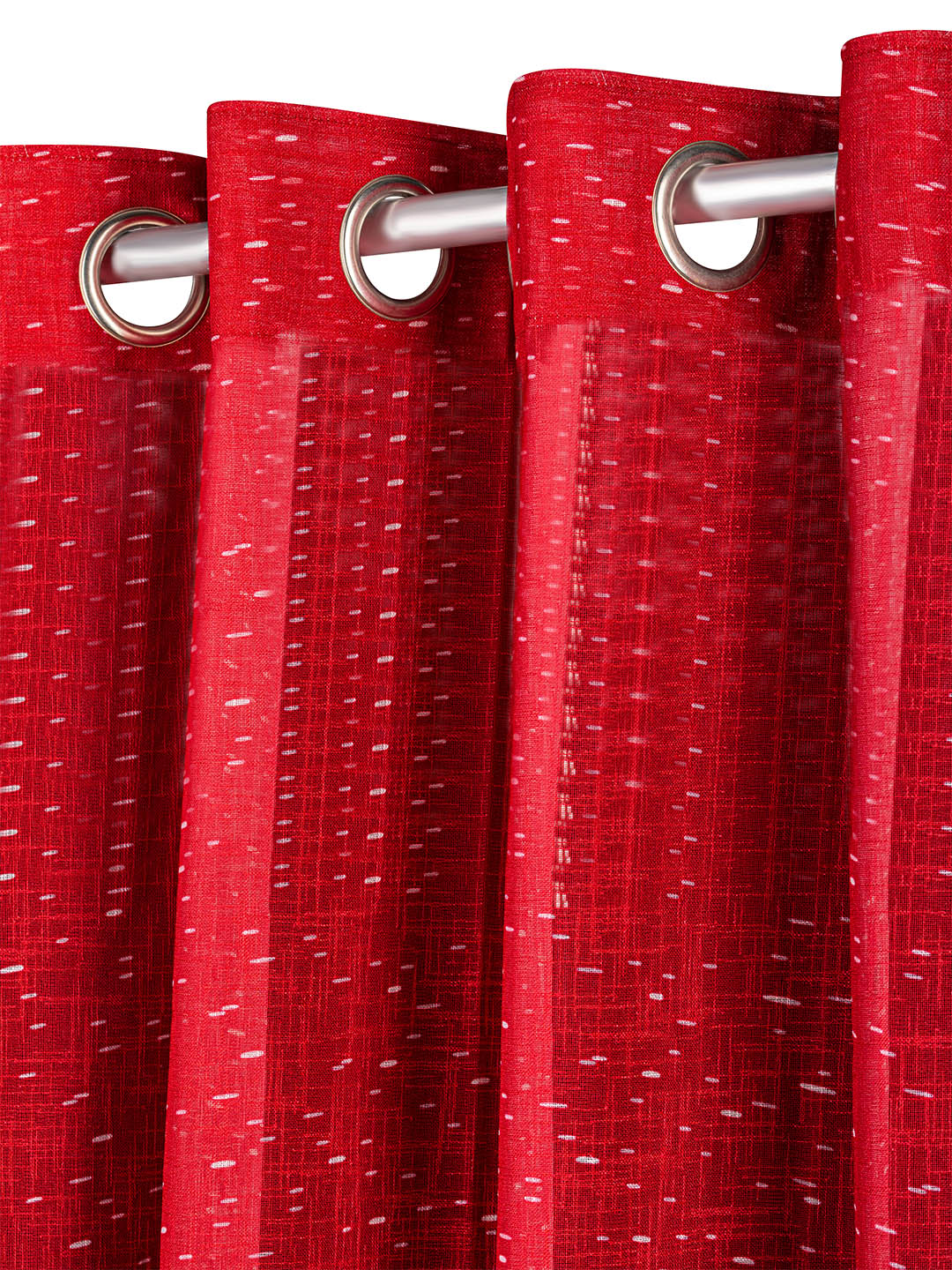 Sheer printed curtain in Red color made with  Polylinen Material , Curtain - 1 pc