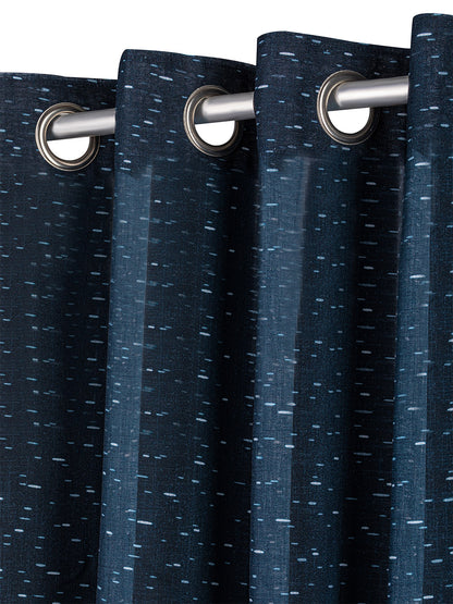 Sheer printed curtain in Navy Blue color made with  Polylinen Material , Curtain - 1 pc