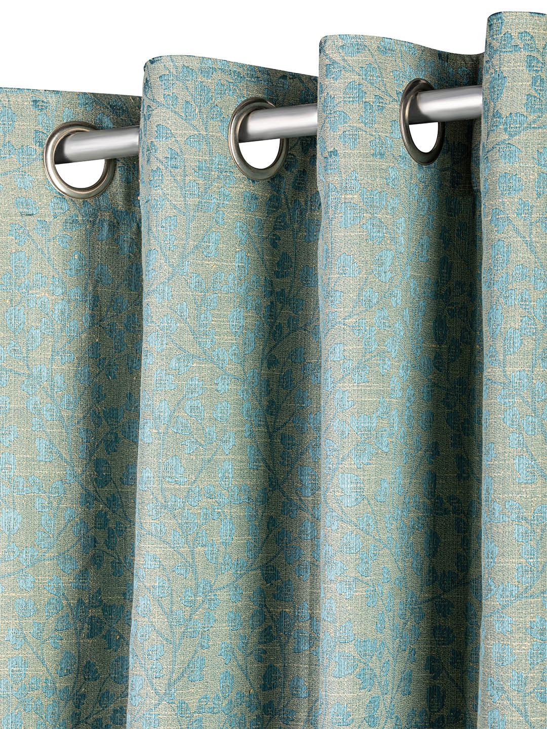 Jacquard woven Curtain  in Firozi color made with Polycotton Material , Curtain - 1 pc