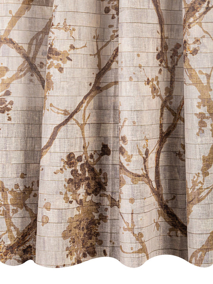 Sheer Printed curtain in Rust color made with  Polylinen Material , Curtain - 1 pc