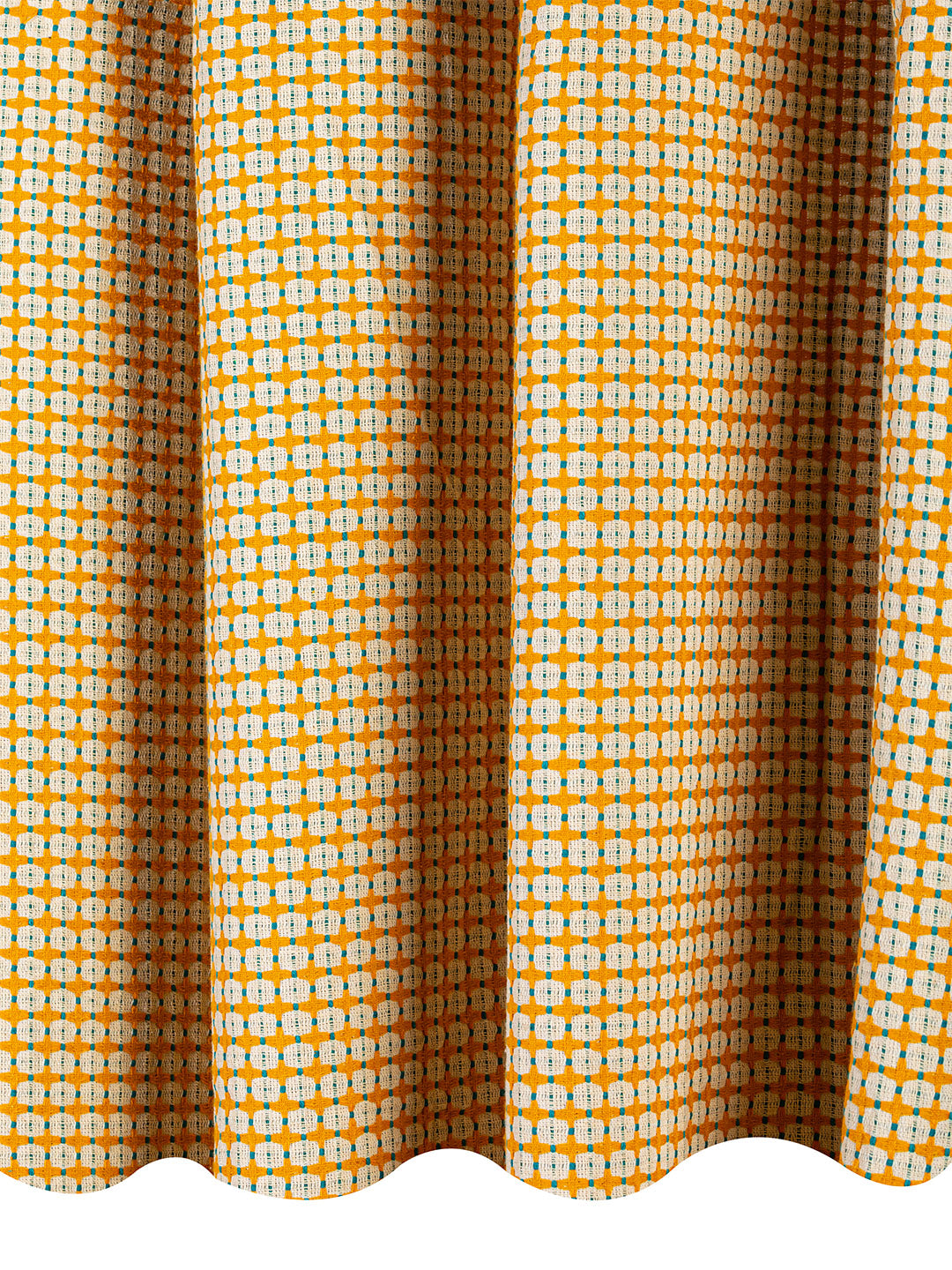 Jacquard woven Curtains in Yellow color made with  Cotton Material , Curtain - 1 pc