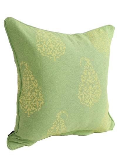 Set of 2 Premium Cotton Paisley Green Color Cushion Cover, 2 pc Cushion Cover