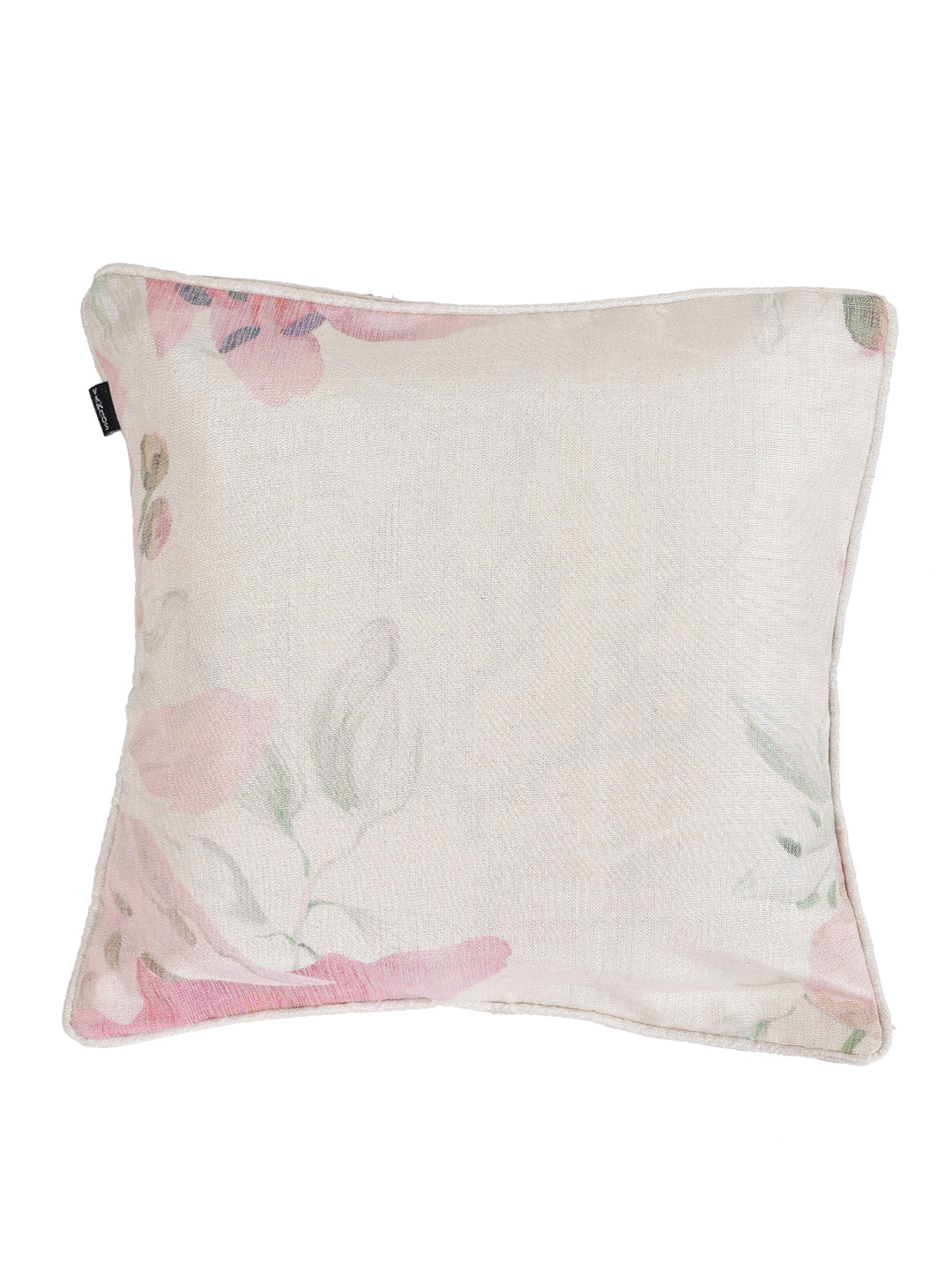 100% Polyester Jute Digital Lilly Pink Printed Cushion Cover, Pack of 2