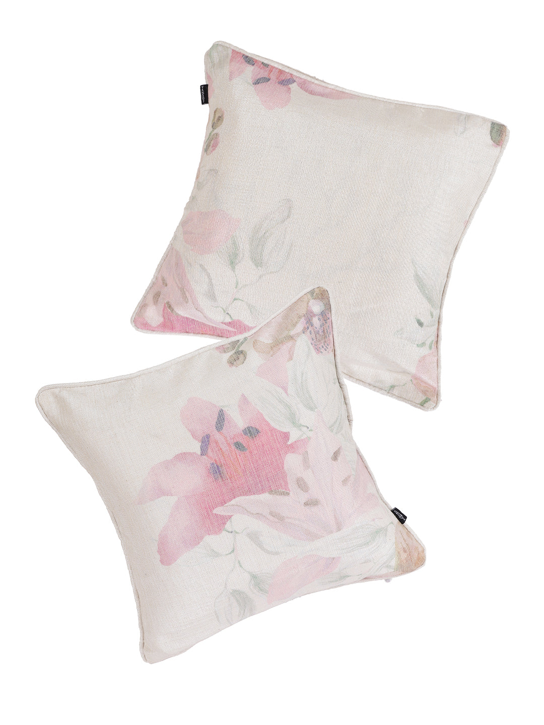 100% Polyester Jute Digital Lilly Pink Printed Cushion Cover, Pack of 2