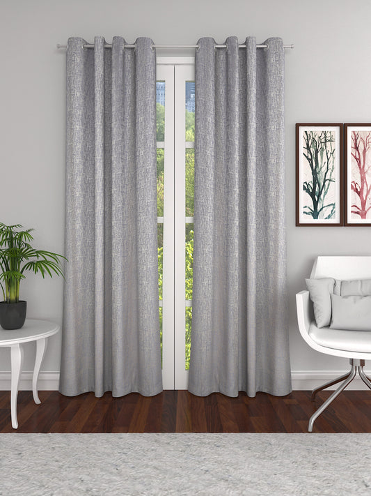 Soumya Hi end Satin Finish Premium Fabric Self Design Grey Color Curtain, Pack of 1