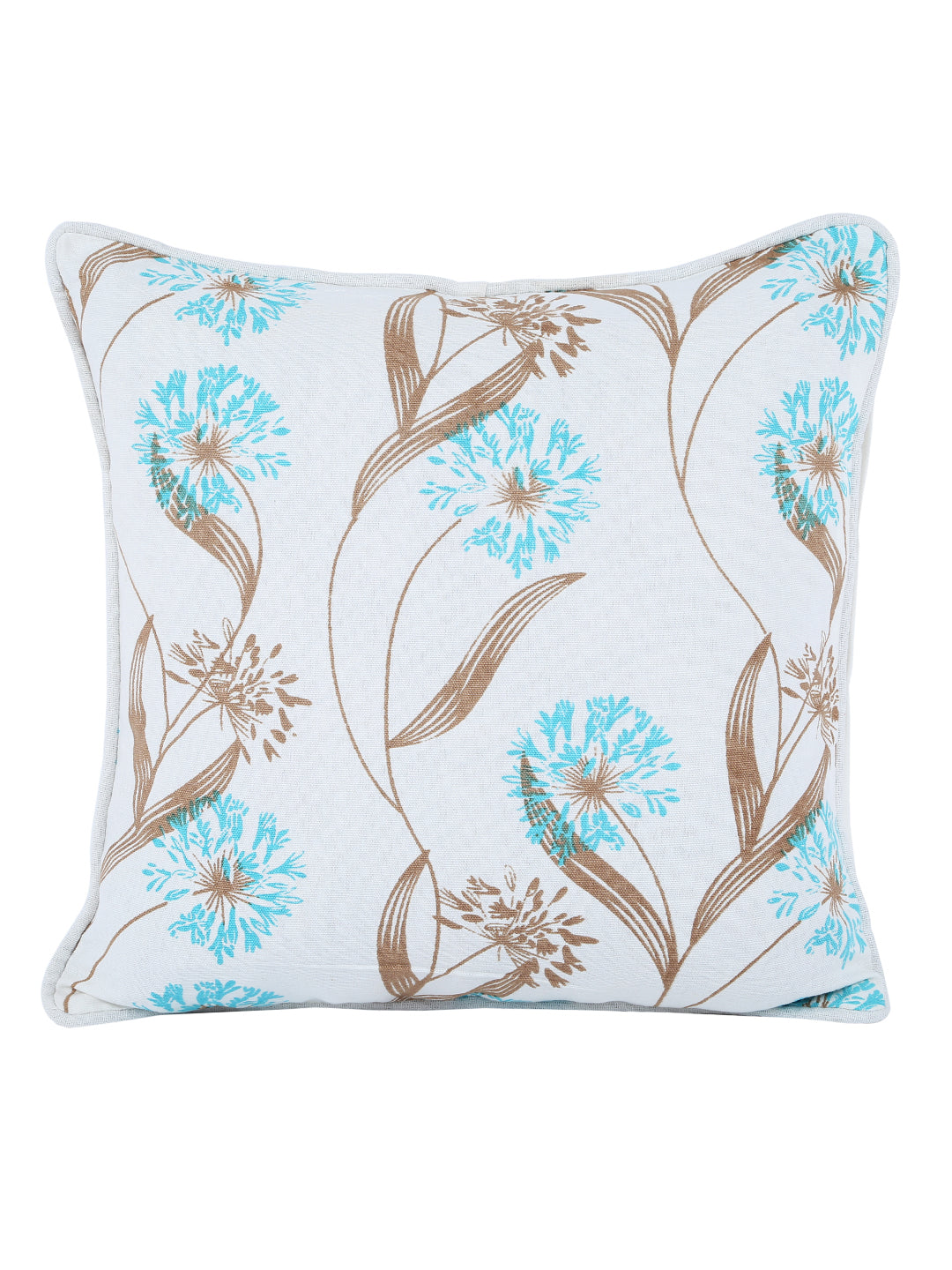 100% Cotton Floral Printed Cotton Firozi Cushion Cover, Pack of 5