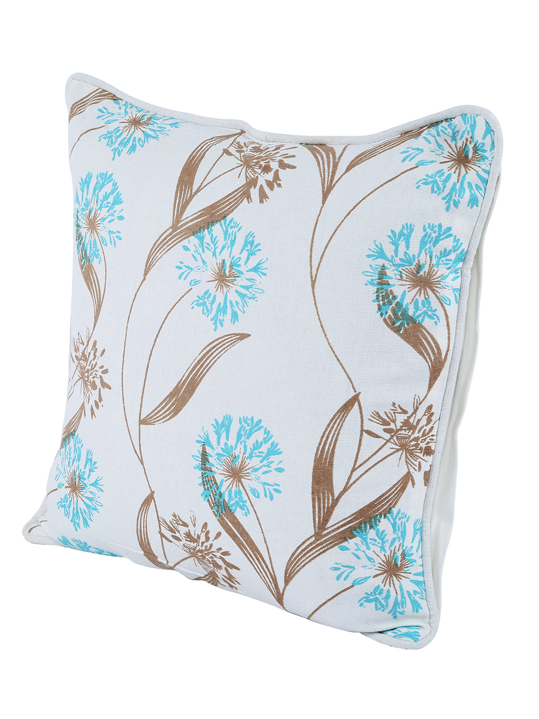 100% Cotton Floral Printed Cotton Firozi Cushion Cover, Pack of 5