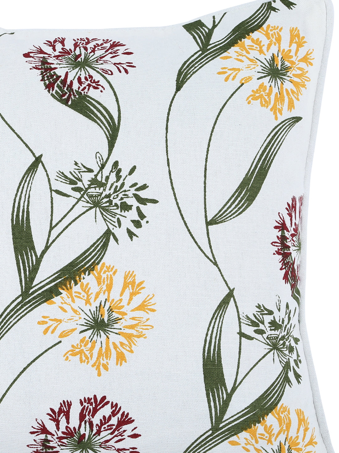 100% Cotton Floral Printed Cotton Green Cushion Cover, Pack of 5