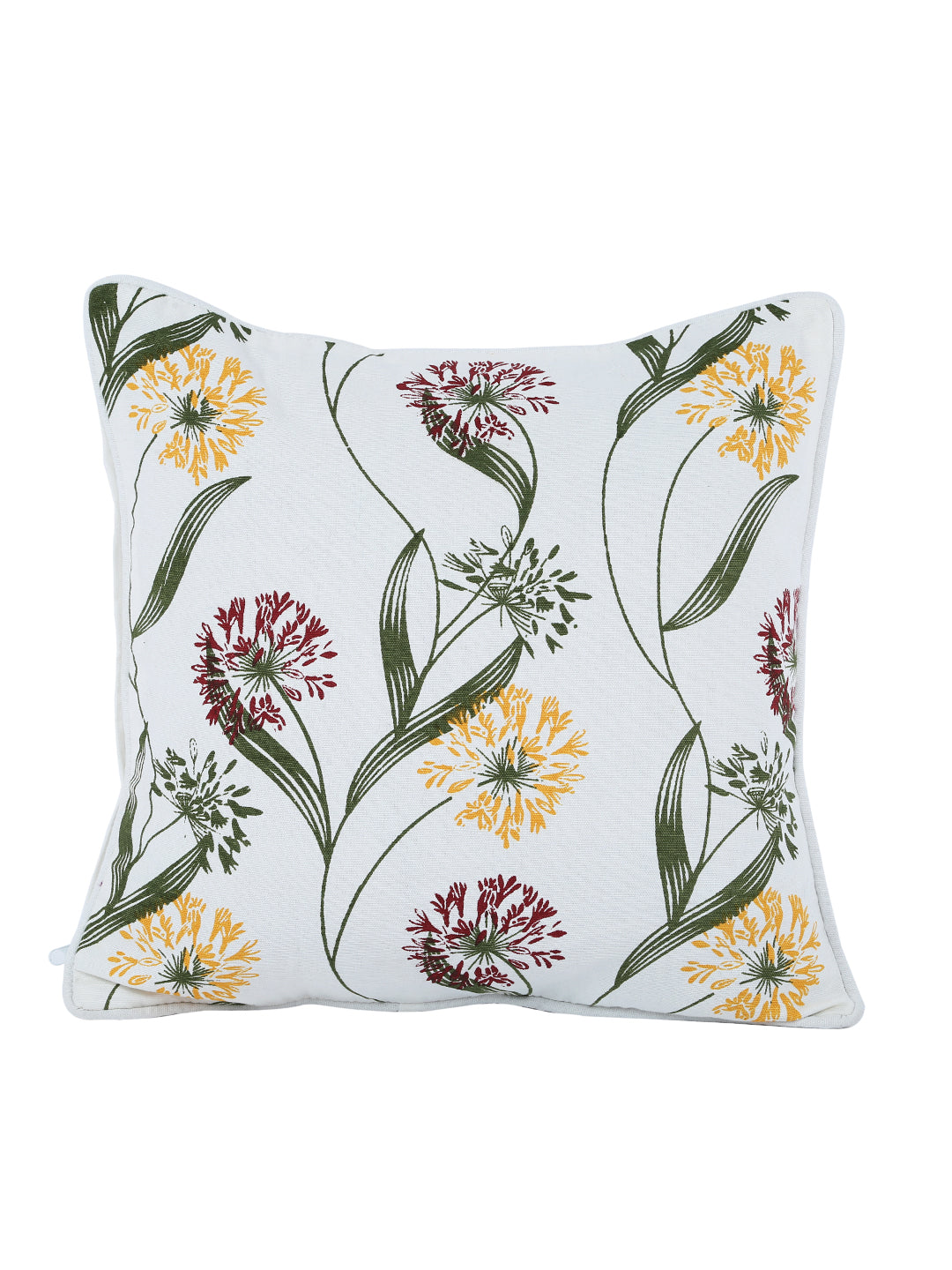 100% Cotton Floral Printed Cotton Green Cushion Cover, Pack of 5