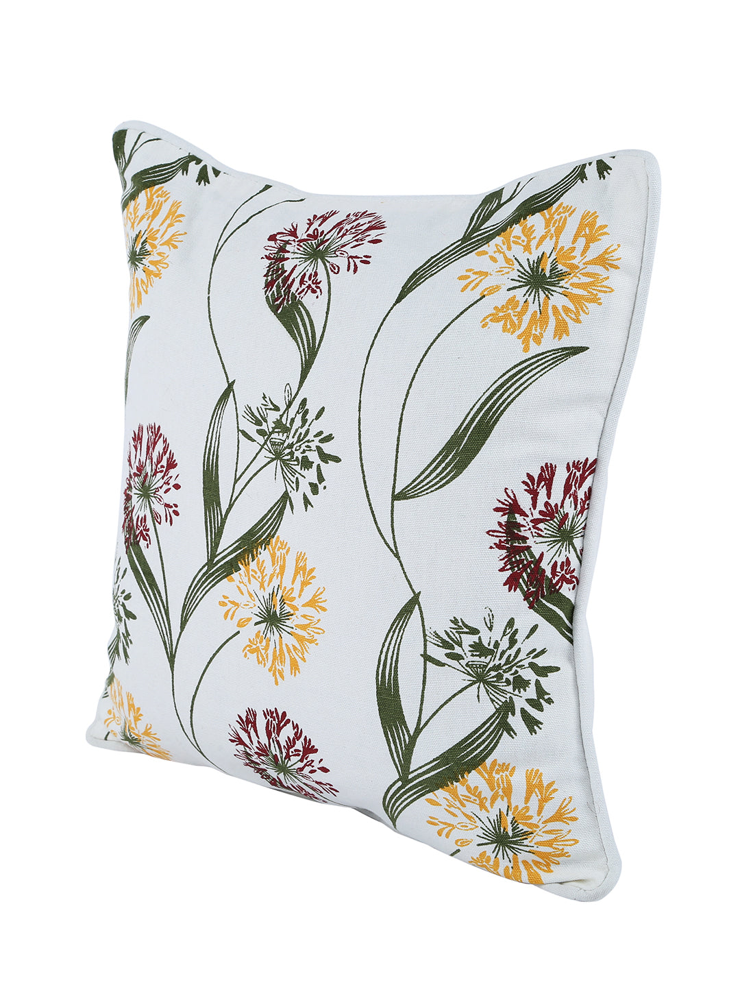 100% Cotton Floral Printed Cotton Green Cushion Cover, Pack of 5