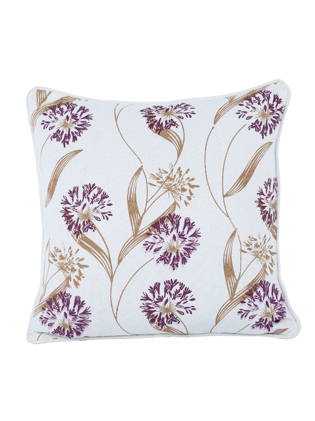 100% Cotton Floral Printed Cotton Purple Cushion Cover, Pack of 5