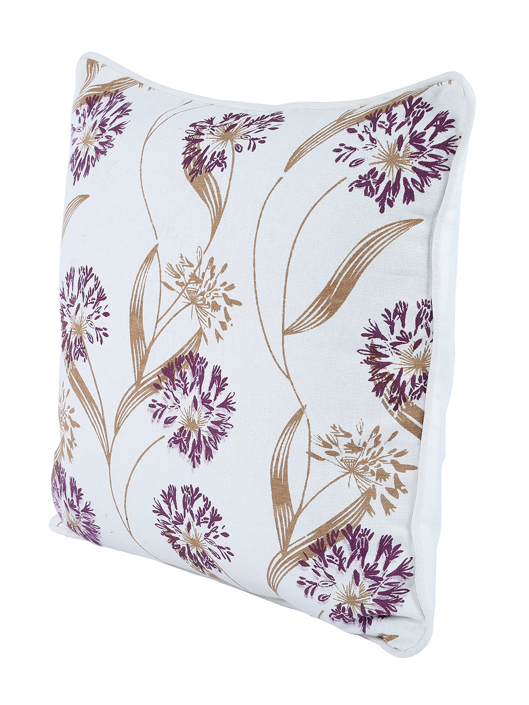 100% Cotton Floral Printed Cotton Purple Cushion Cover, Pack of 5