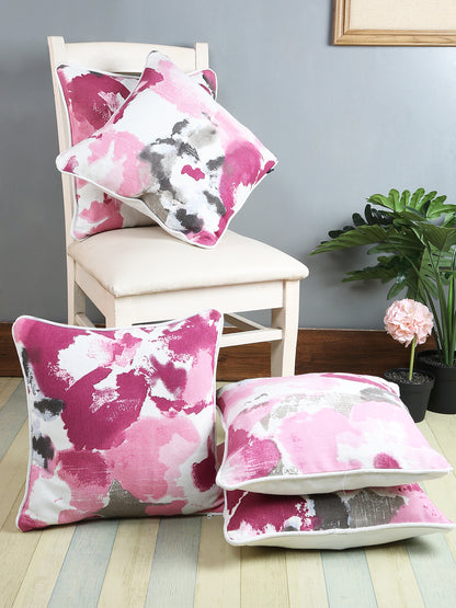 Soumya Purple Set of 5 Abstract Square Cushion Covers