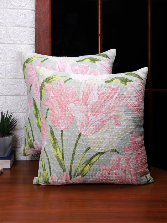 Set of 2 Premium Poly Cotton Printed Multi Color Cushion Cover, 2 pc Cushion Cover