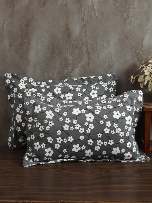 Pillow Covers in Grey color made with  Cotton Material , Bedding - 2 Pcs