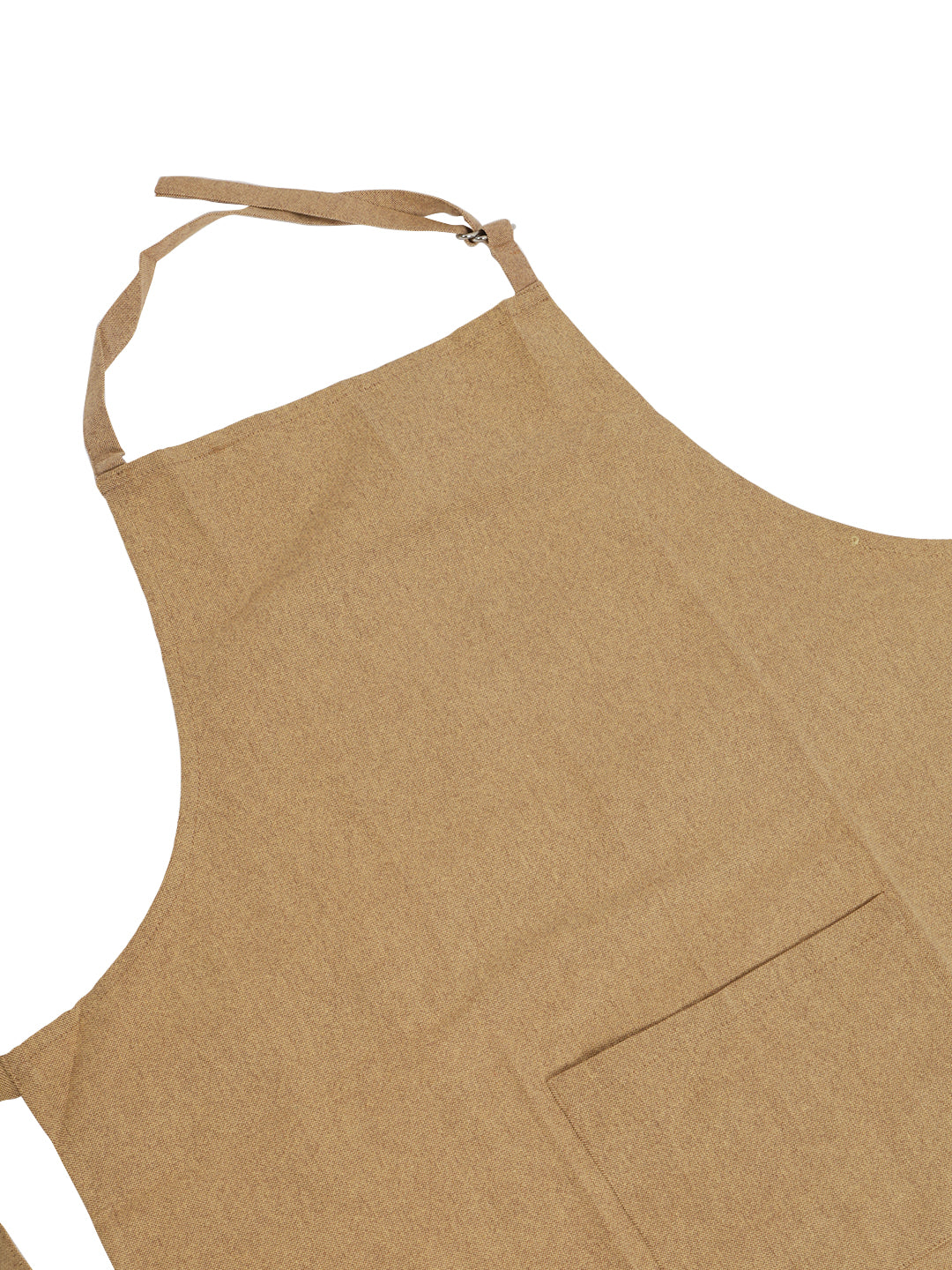 Premium Beige Solid Cotton Kitchen Apron with Front Pocket - 1 Pc