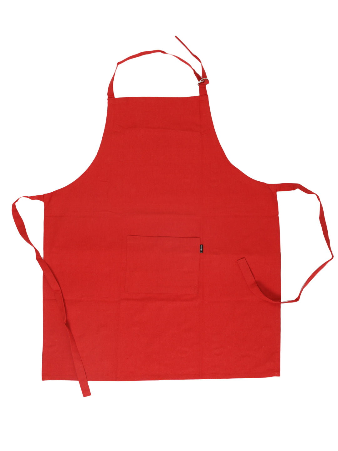 Premium Red Solid Cotton Kitchen Apron with Front Pocket - 1 Pc