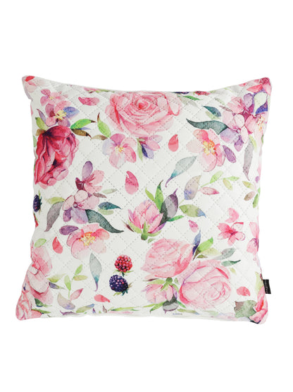 Stylish Pink & White Color Floral Printed Square Cushion Covers - 2 Pcs