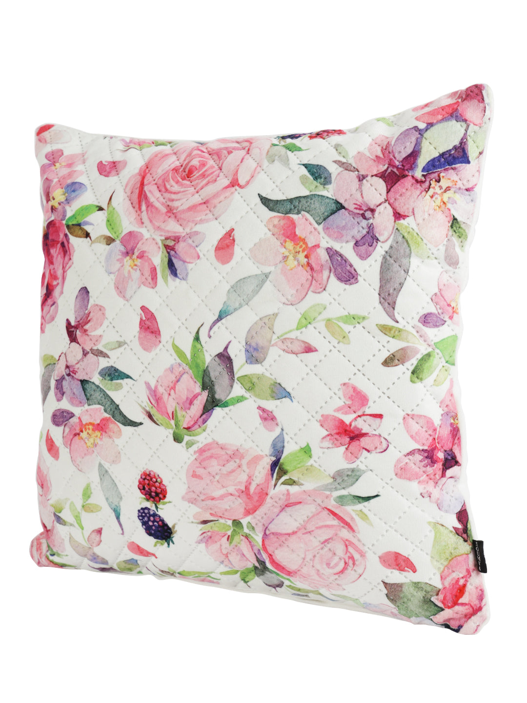 Stylish Pink & White Color Floral Printed Square Cushion Covers - 2 Pcs