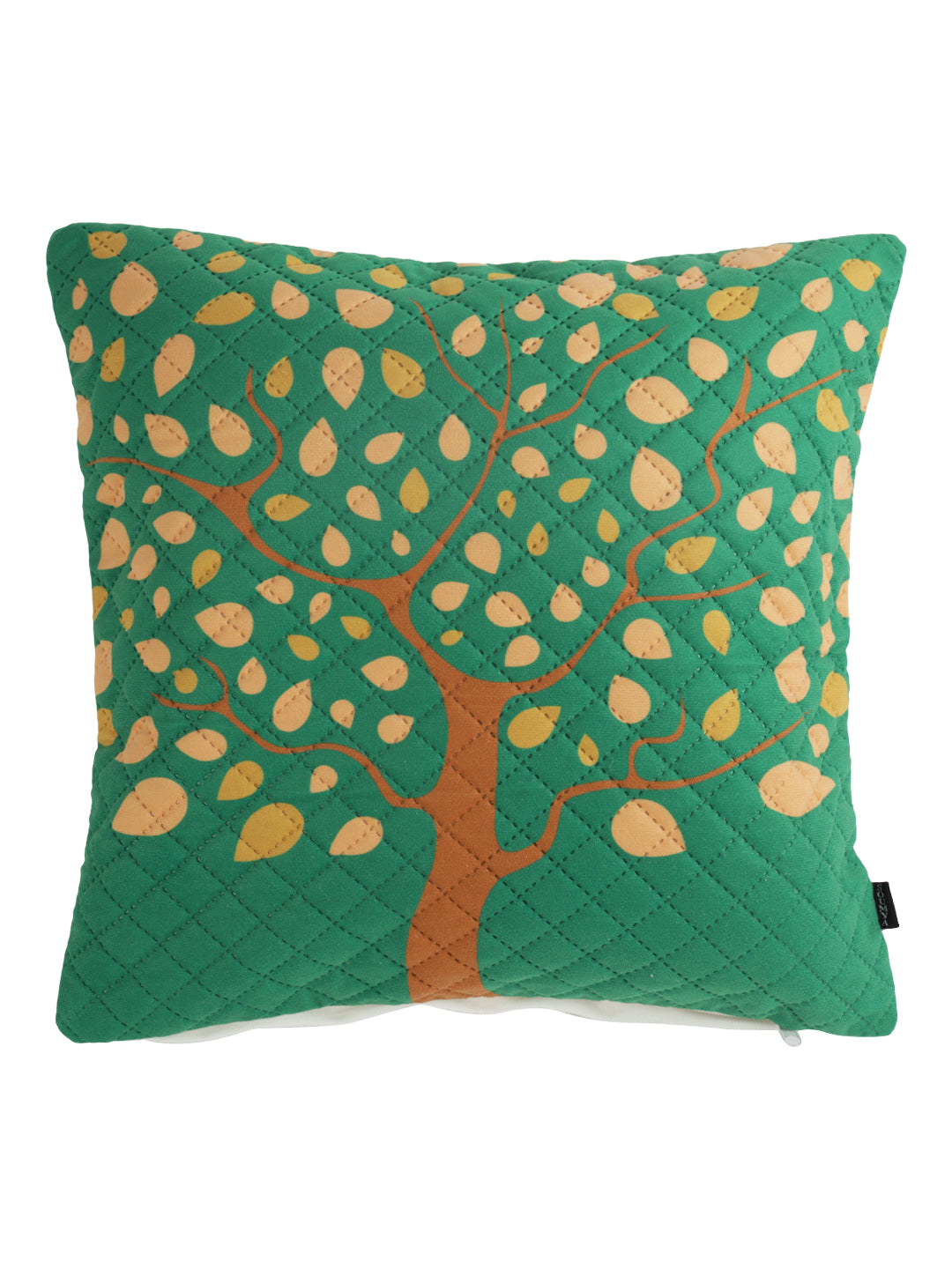 Soumya Green & Brown 2Pcs  Floral Velvet Square Cushion Covers