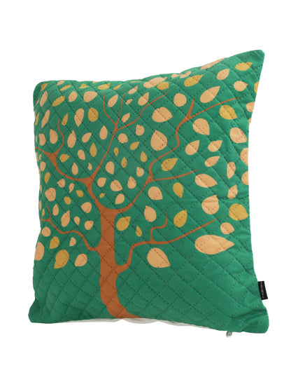 Soumya Green & Brown 2Pcs  Floral Velvet Square Cushion Covers