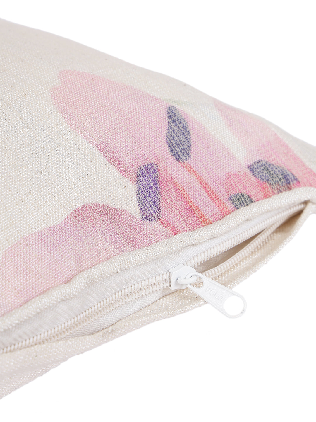 100% Polyester Jute Digital Lilly Pink Printed Cushion Cover, Pack of 2