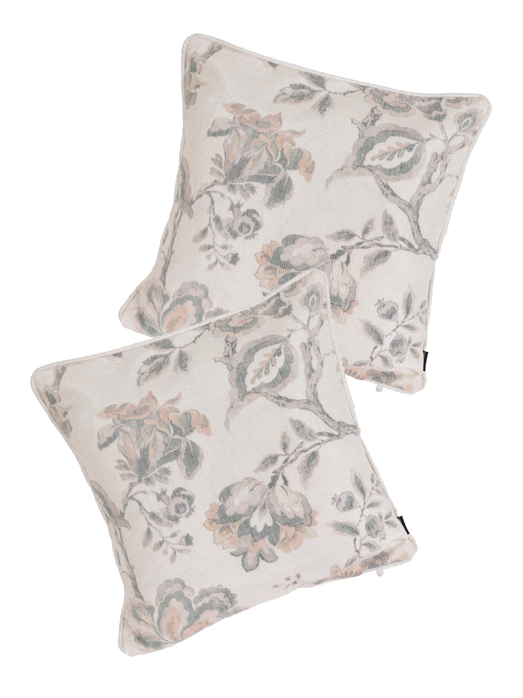 100% Polyester Jute Digital Green Printed Cushion Cover, Pack of 2