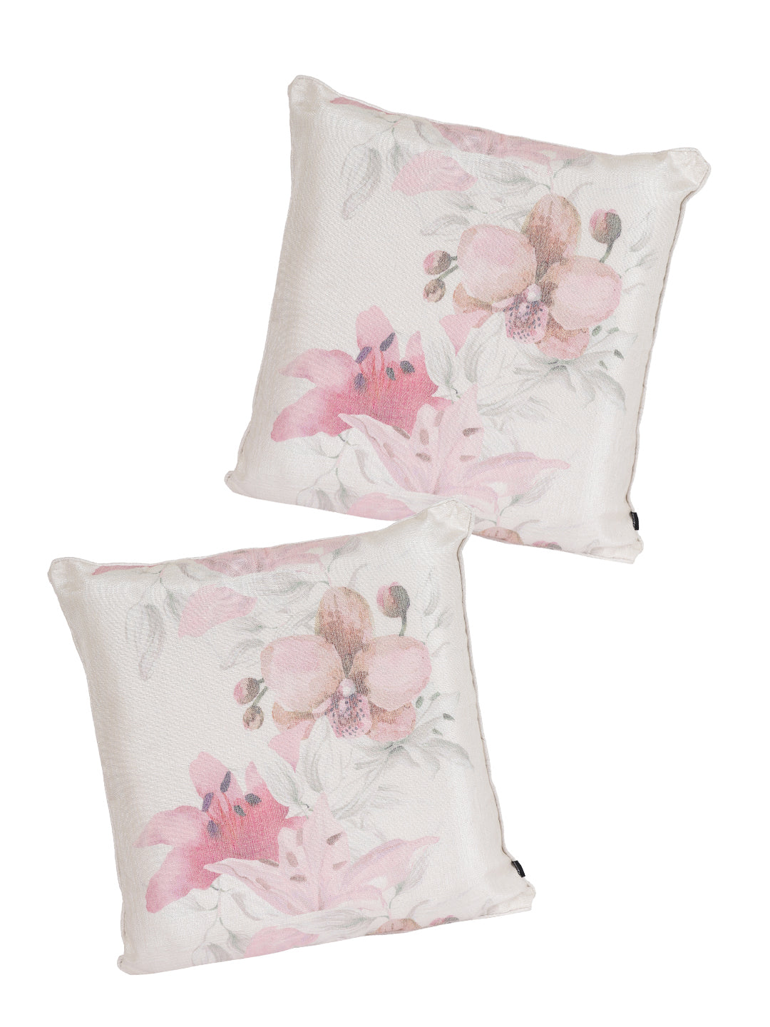 Set of 2 Premium Floral Design Pink Color Cushion Cover Set, 2 pc Cushion Cover