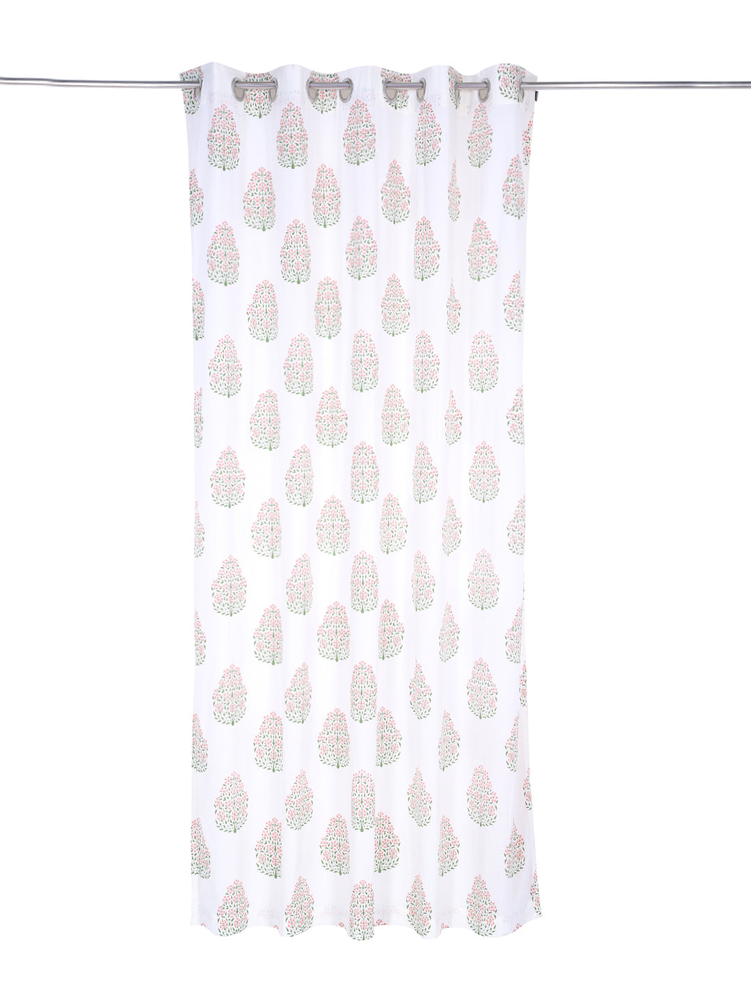 Soumya Premium Lightweight Voile Semi Sheer Pink Eyelet Curtain, Pack of 2