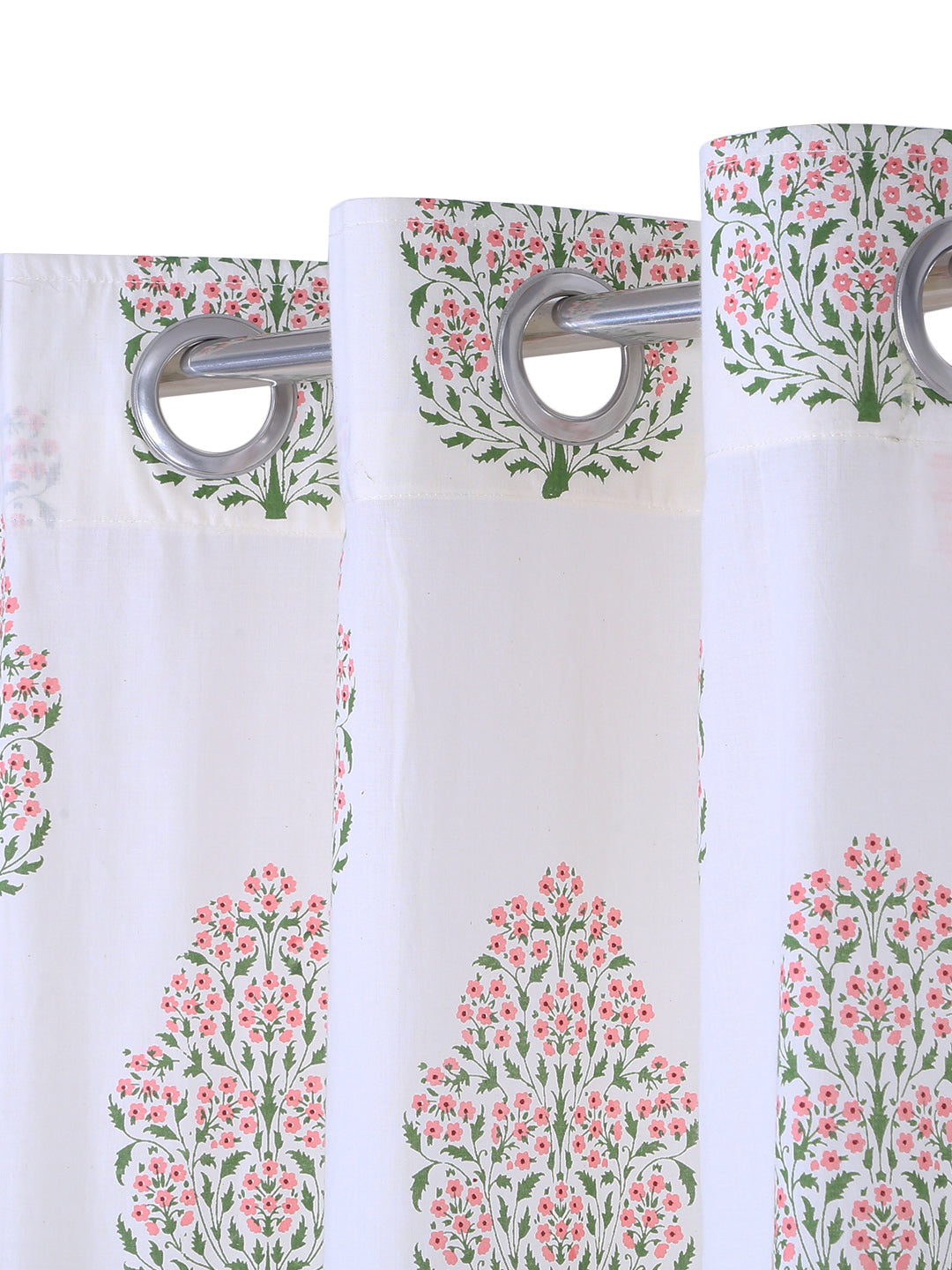 Soumya Premium Lightweight Voile Semi Sheer Pink Eyelet Curtain, Pack of 2