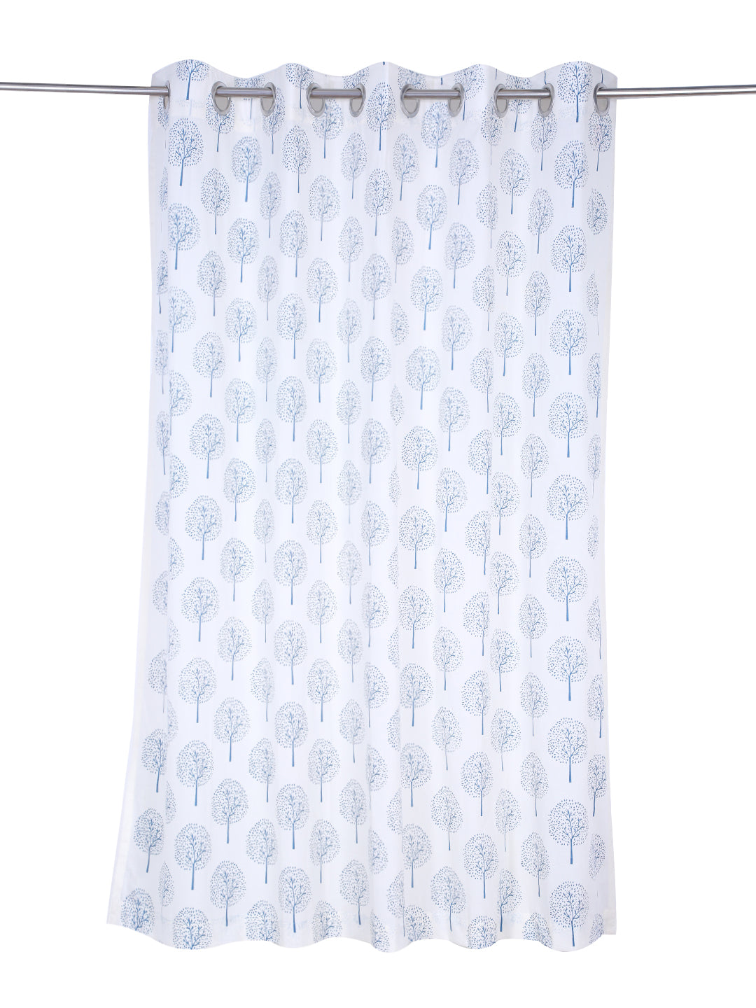 Soumya Premium Lightweight Voile Semi Sheer Blue Eyelet Curtain, Pack of 1