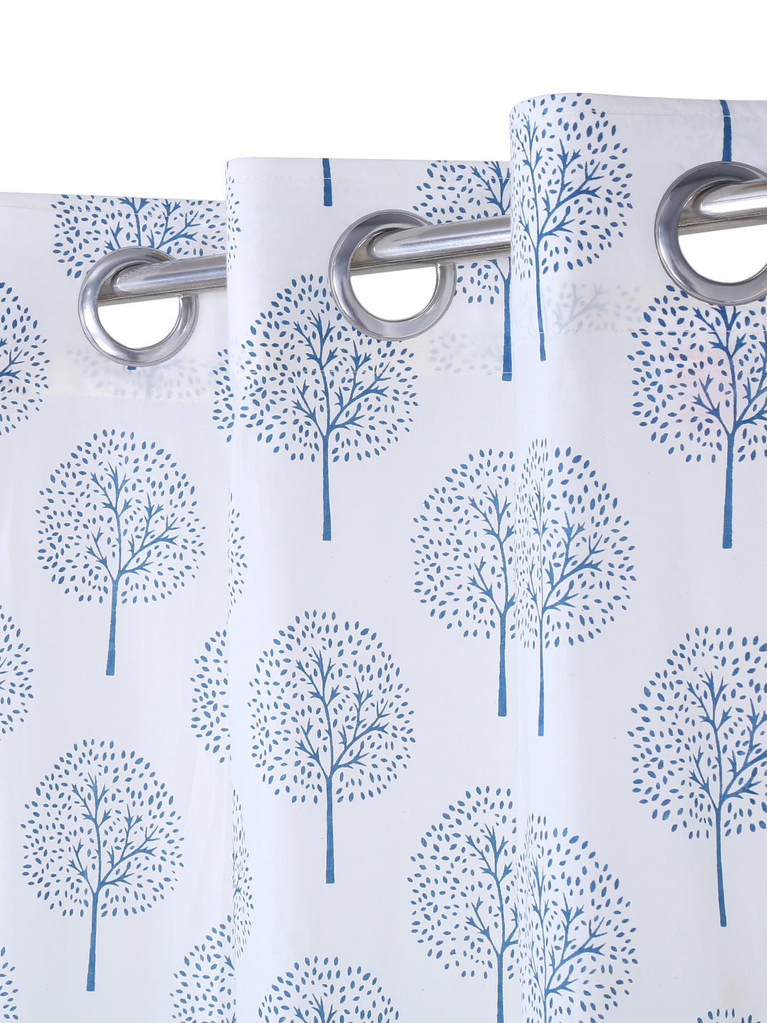 Soumya Premium Lightweight Voile Semi Sheer Blue Eyelet Curtain, Pack of 1