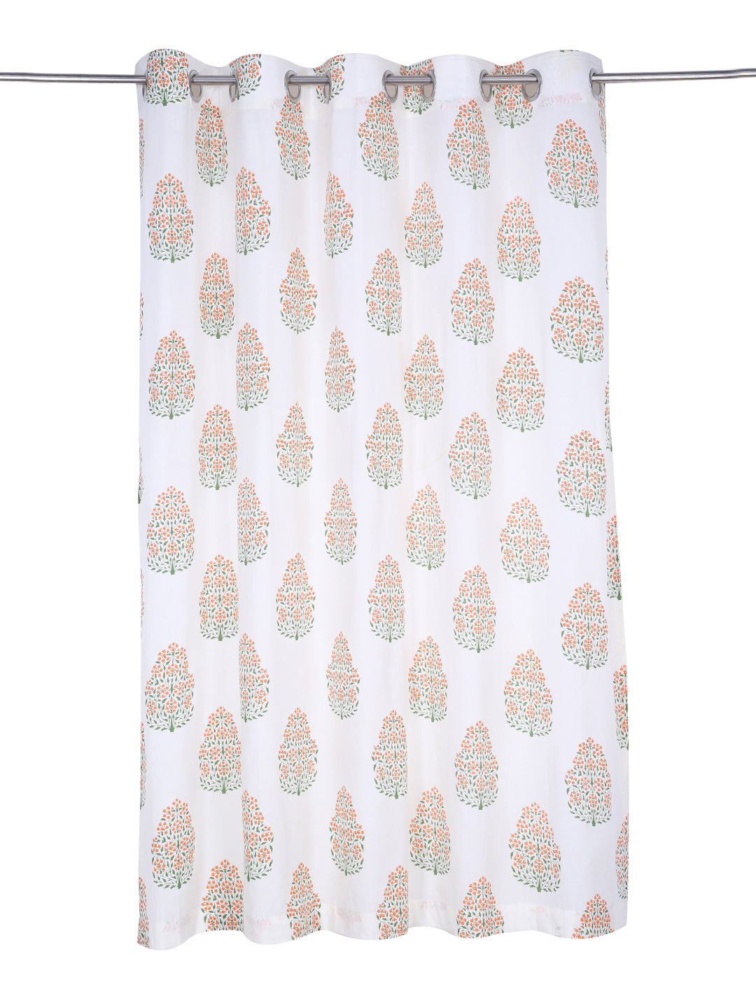 Soumya Premium Lightweight Voile Semi Sheer Orange Eyelet Curtain, Pack of 1