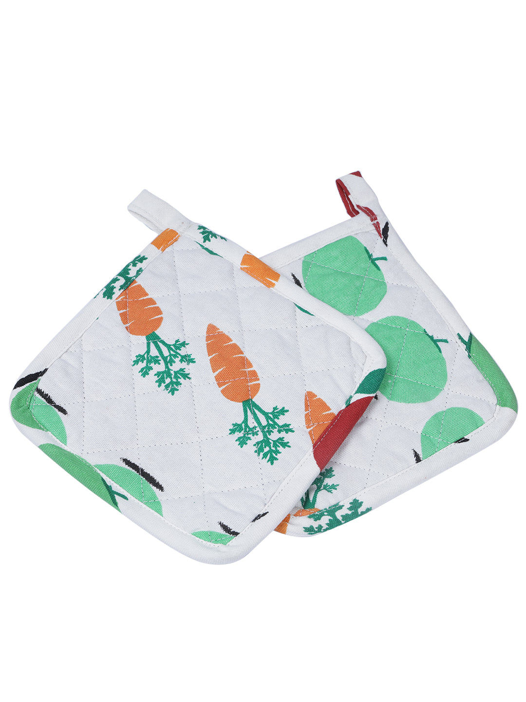 Set of 2 Quilted Heat Resistant Cotton Pot Holder Multi Color