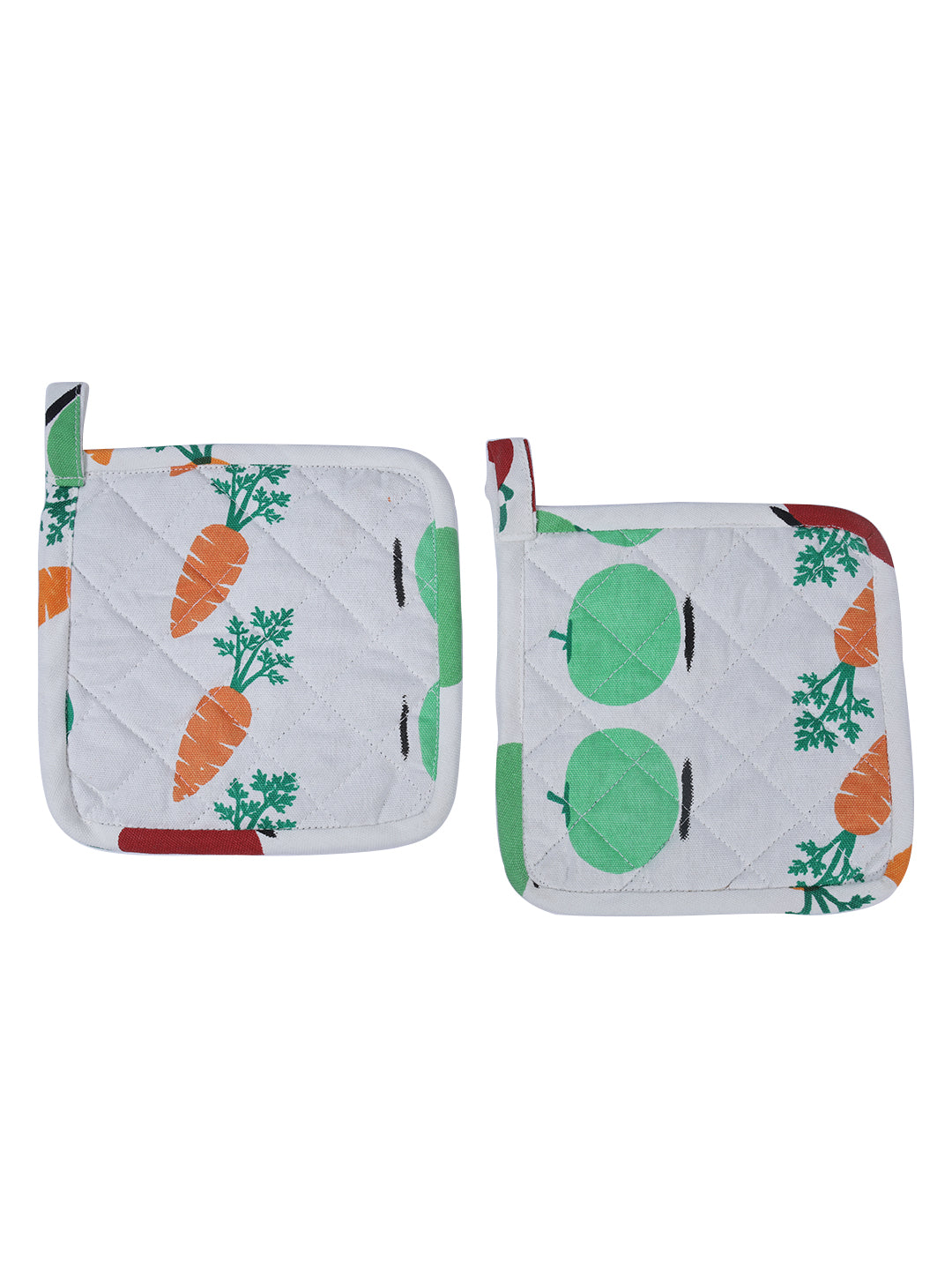Set of 2 Quilted Heat Resistant Cotton Pot Holder Multi Color