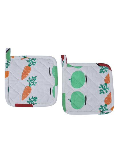 Set of 2 Quilted Heat Resistant Cotton Pot Holder Multi Color, 2pc Pot Holder Set