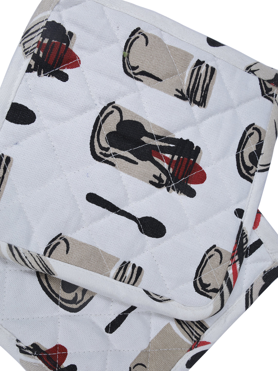 Set of 2 Quilted Heat Resistant Cotton Pot Holder Black and White Color