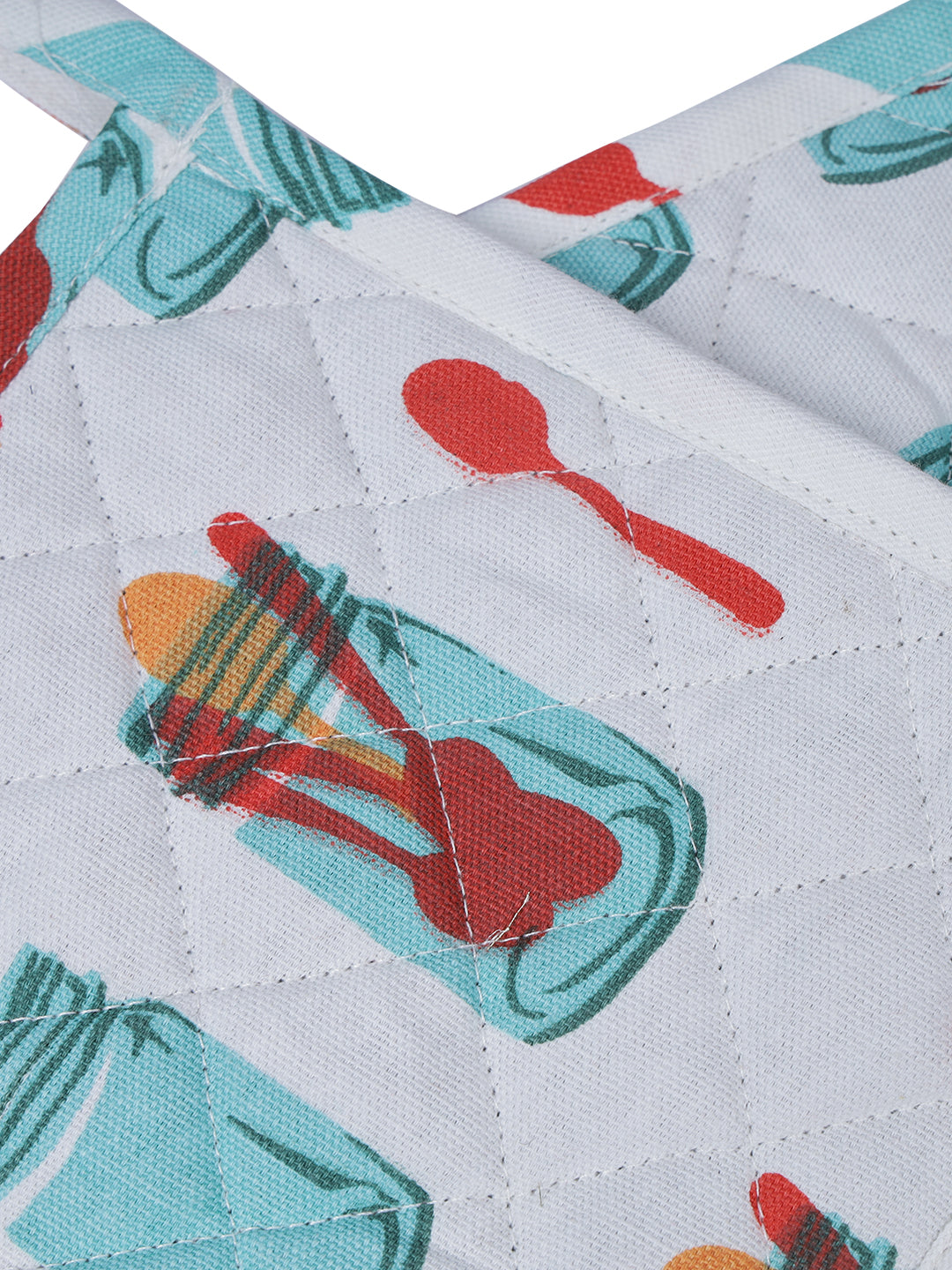 Set of 2 Quilted Heat Resistant Cotton Pot Holder Turquoise Color