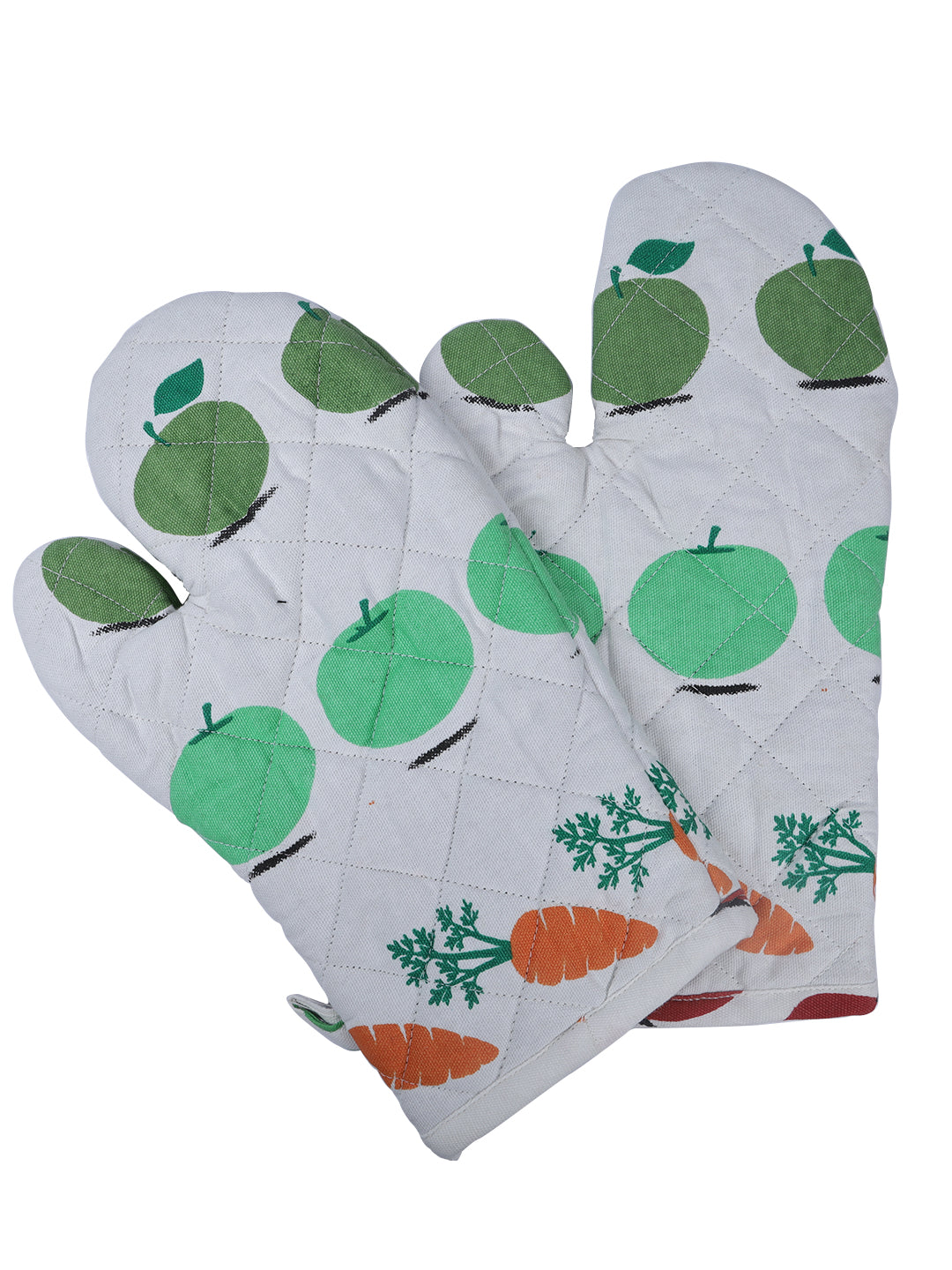 Set of 2 Quilted Heat Resistant Cotton Oven Gloves Multi Color